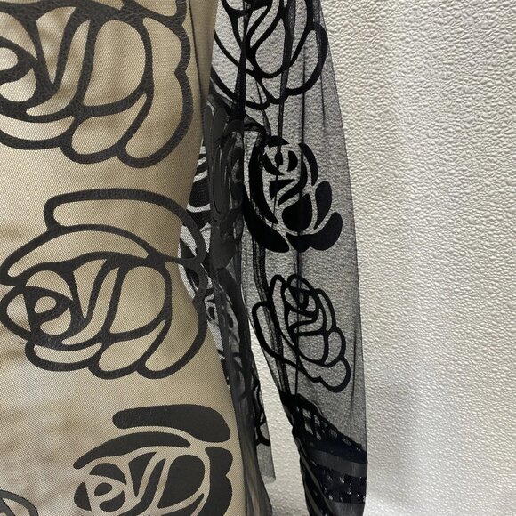 NEW FRANK LYMAN Sheer Floral Mesh Jacket with Faux Leather Trim – Black – M - Picture 5 of 14